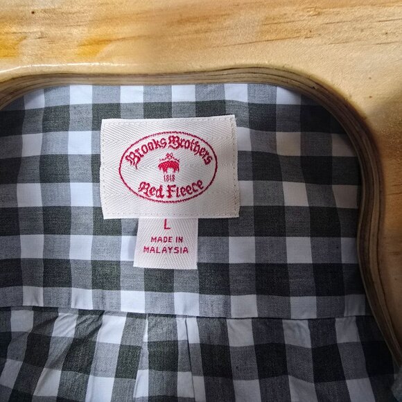 Brooks Brothers Red Fleece Button Down Shirt Large Green White Check Long Sleeve - Picture 5 of 8